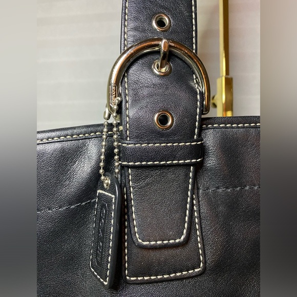 Coach Soho EUC Vintage Topstitch Black Leather Shoulder Bag - Picture 4 of 12
